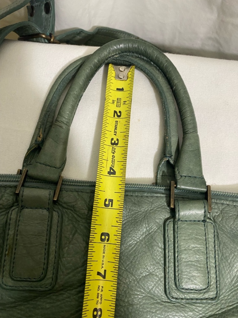 Maurizio Taiuti Sage Green Leather Crossbody Tote - Picture 10 of 15